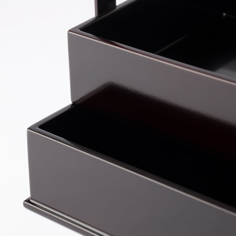 Black Running Water Echizen Lacquerware Two Tiers Jubako Bento Box 