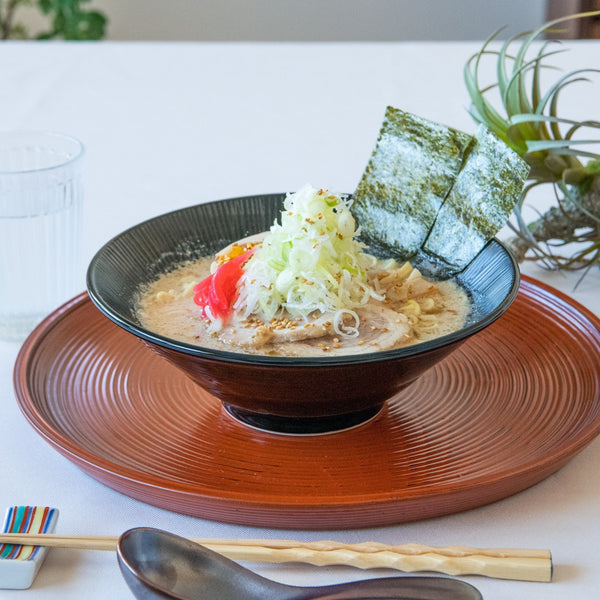 Black Tokusa Mino Ware Ramen Bowl S - MUSUBI KILN - Handmade Japanese Tableware and Japanese Dinnerware
