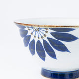 Blue Flower Hasami Ware Donburi Bowl M - MUSUBI KILN - Handmade Japanese Tableware and Japanese Dinnerware
