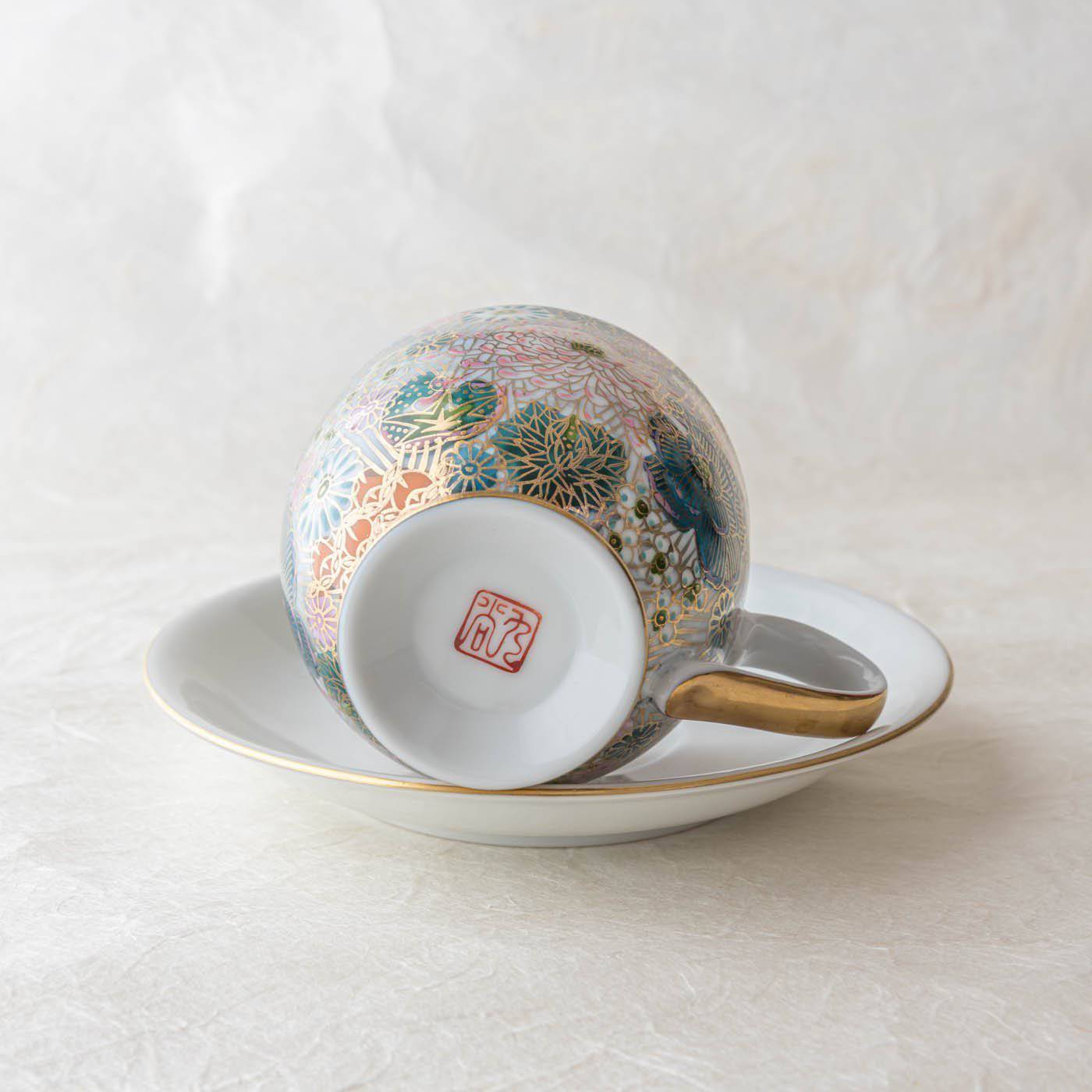 Blue Hanazume Kutani Cup and Saucer - MUSUBI KILN - Handmade Japanese Tableware and Japanese Dinnerware