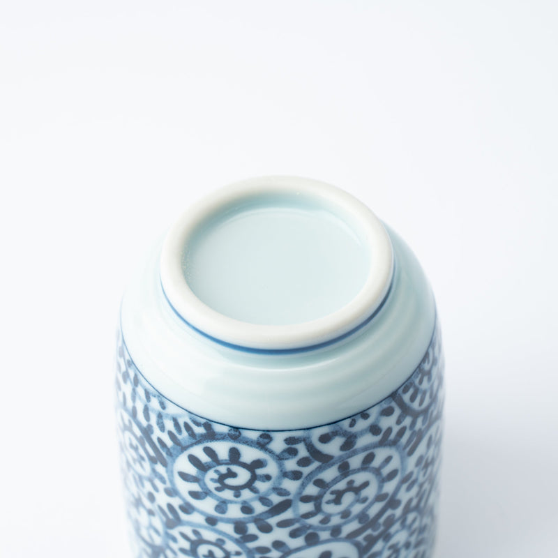 Blue Porcelain Arabesque Mino Ware Japanese Teacup - MUSUBI KILN - Handmade Japanese Tableware and Japanese Dinnerware