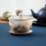 Boku Sansui Kutani Japanese Teapot Set - MUSUBI KILN - Handmade Japanese Tableware and Japanese Dinnerware
