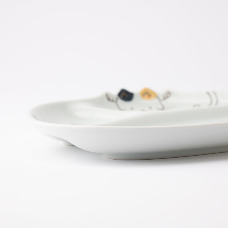 Cat Hasami Wave Children's Divided Plate - MUSUBI KILN - Quality Japanese Tableware and Gift