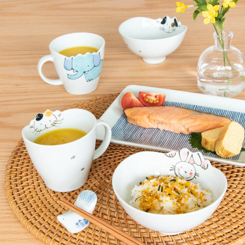 Cat Hasami Wave Mug - MUSUBI KILN - Handmade Japanese Tableware and Japanese Dinnerware