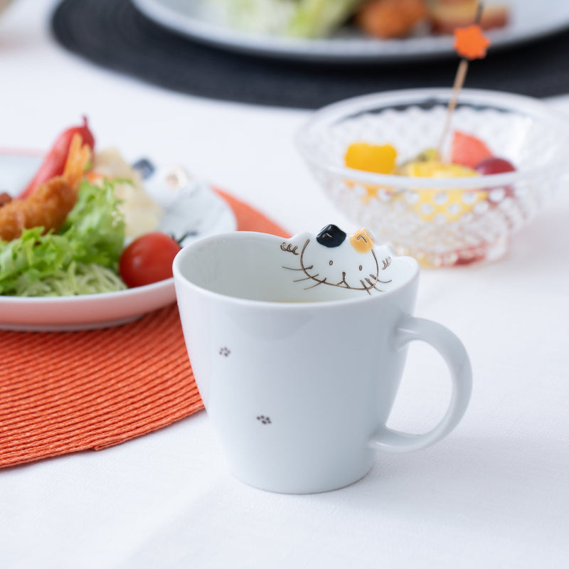 Cat Hasami Wave Mug - MUSUBI KILN - Quality Japanese Tableware and Gift