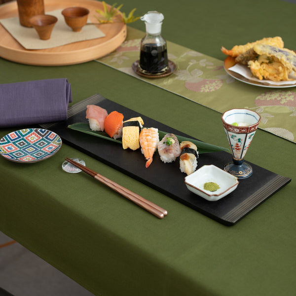 Checked Pattern Washi Echizen Lacquerware Serving Tray - MUSUBI KILN - Handmade Japanese Tableware and Japanese Dinnerware