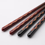 Checkered Pattern Wakasa Lacquerware Chopsticks L23cm(9in)/L21cm(8.3in) and Chopstick Rests Pair - MUSUBI KILN - Quality Japanese Tableware and Gift