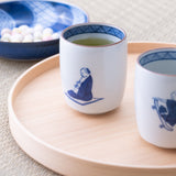 Choemon Flute Player Kutani Yunomi Japanese Teacup - MUSUBI KILN - Handmade Japanese Tableware and Japanese Dinnerware