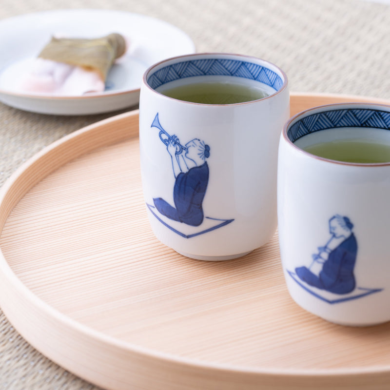 Choemon Trumpet Kutani Yunomi Japanese Teacup - MUSUBI KILN - Handmade Japanese Tableware and Japanese Dinnerware
