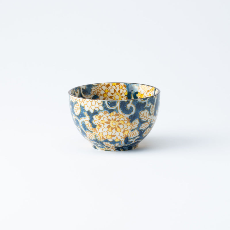 Colored Arabesque Navy Mino Ware Japanese Teacup - MUSUBI KILN - Handmade Japanese Tableware and Japanese Dinnerware