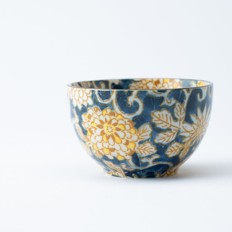 Colored Arabesque Navy Mino Ware Japanese Teacup - MUSUBI KILN - Handmade Japanese Tableware and Japanese Dinnerware