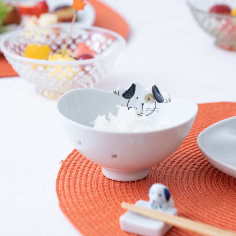 Dog Hasami Wave Japanese Rice Bowl S - MUSUBI KILN - Quality Japanese Tableware and Gift