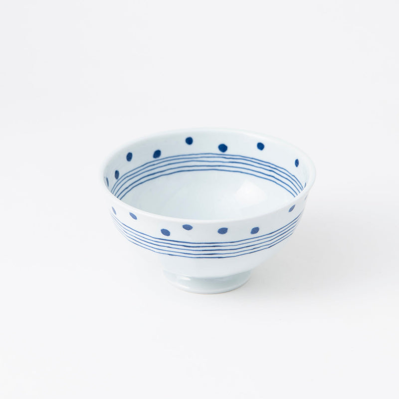 Dot Line Hasami Ware Donburi Bowl M - MUSUBI KILN - Handmade Japanese Tableware and Japanese Dinnerware