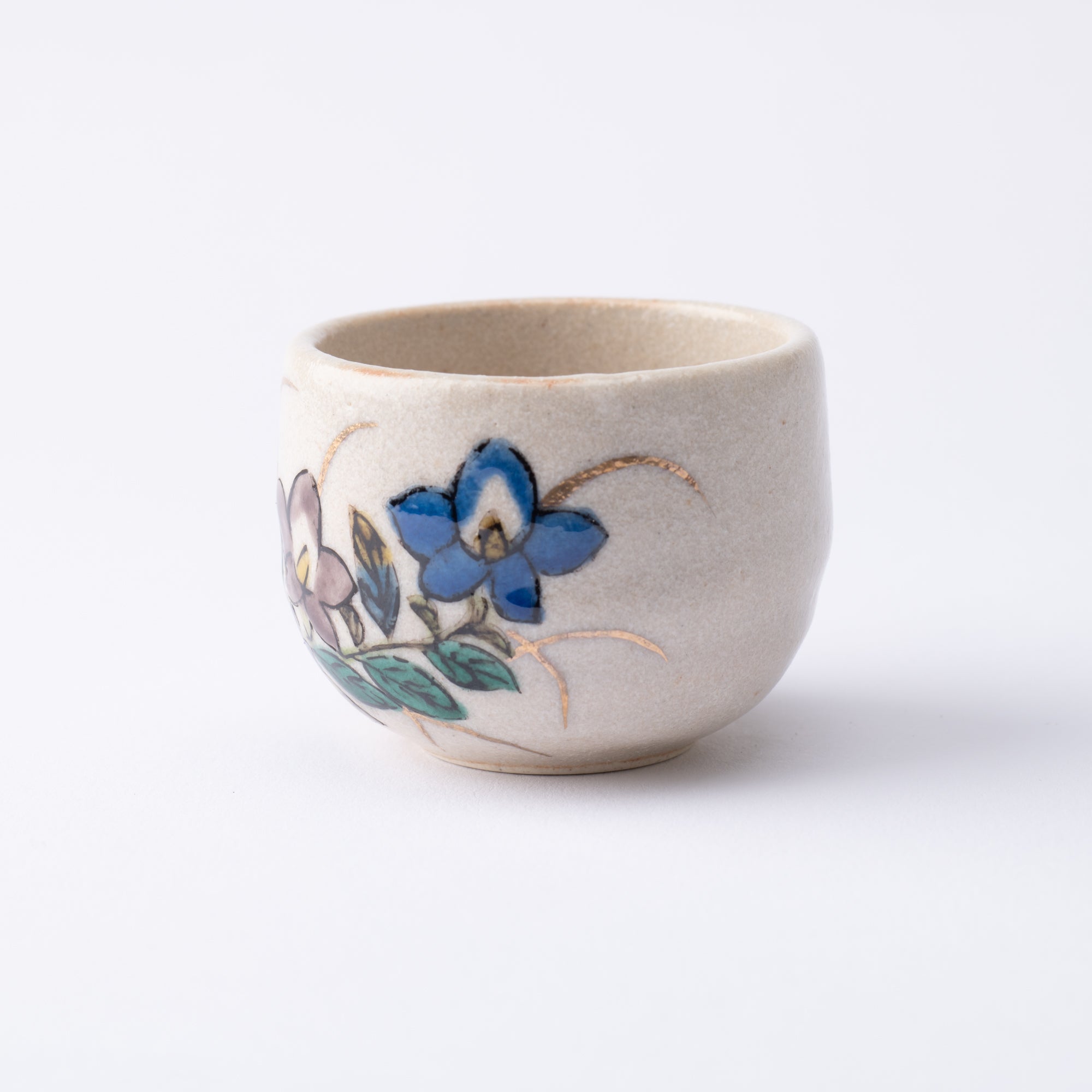Five Flowers Kutani Ochoko Sake Cup Set - MUSUBI KILN - Handmade Japanese Tableware and Japanese Dinnerware