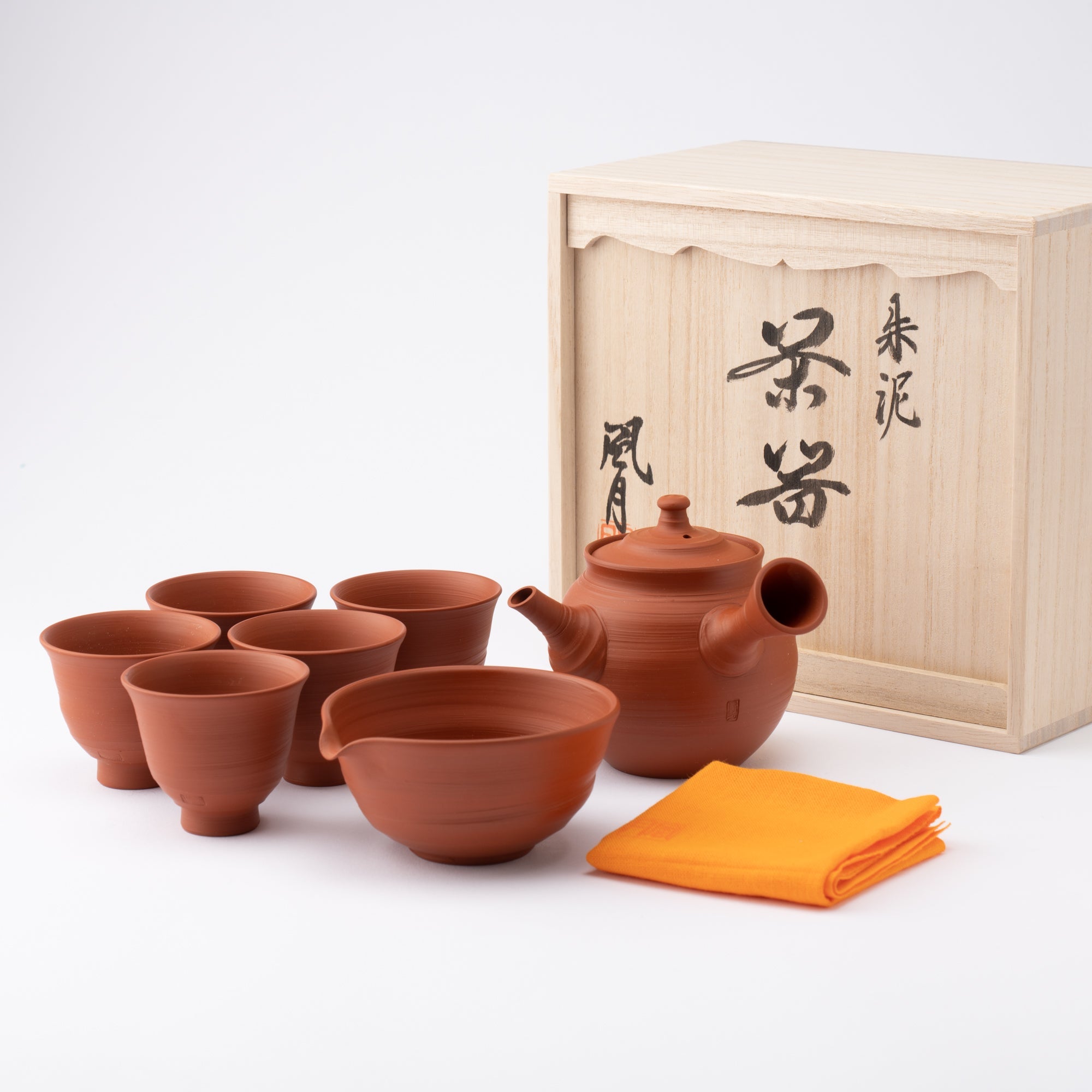 Fugetsu Red Clay Tokoname Japanese Teapot Set 9.5oz(280ml)-Sasame and Ceramesh - MUSUBI KILN - Handmade Japanese Tableware and Japanese Dinnerware