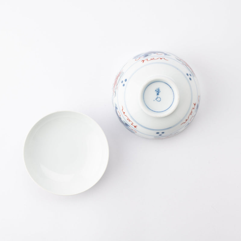 Fujimasa Nishiki Lion Arita Kobachi Bowl With Lid - MUSUBI KILN - Handmade Japanese Tableware and Japanese Dinnerware