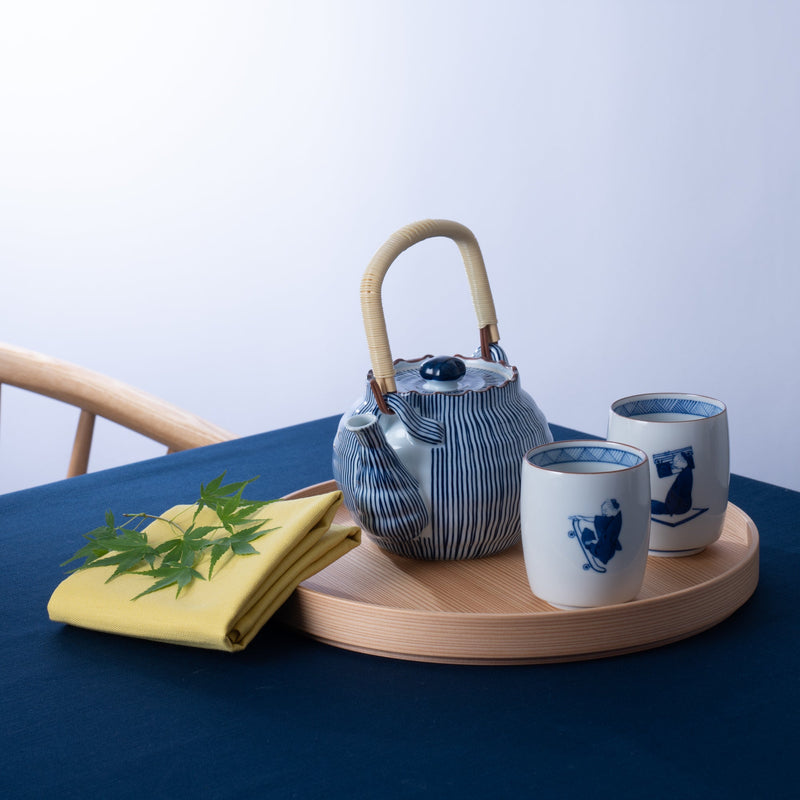 Fukuhou Kiln Tokusa Hasami Japanese Teapot 28.8oz(850ml) - MUSUBI KILN - Handmade Japanese Tableware and Japanese Dinnerware