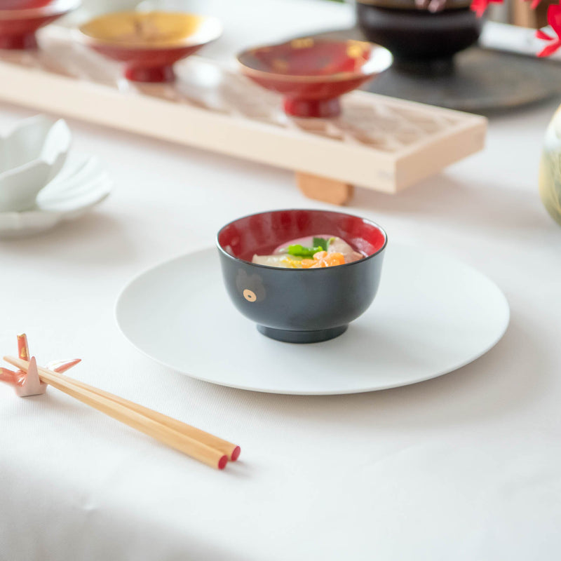 Fukunishi Sobe Spear Flower Aizu Lacquerware Soup Bowl with lid, MUSUBI  KILN