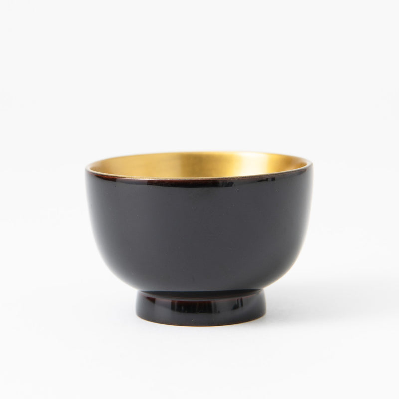 Fukunishi Sobe Black and Gold Aizu Lacquer Guinomi Sake Cup - MUSUBI KILN - Handmade Japanese Tableware and Japanese Dinnerware