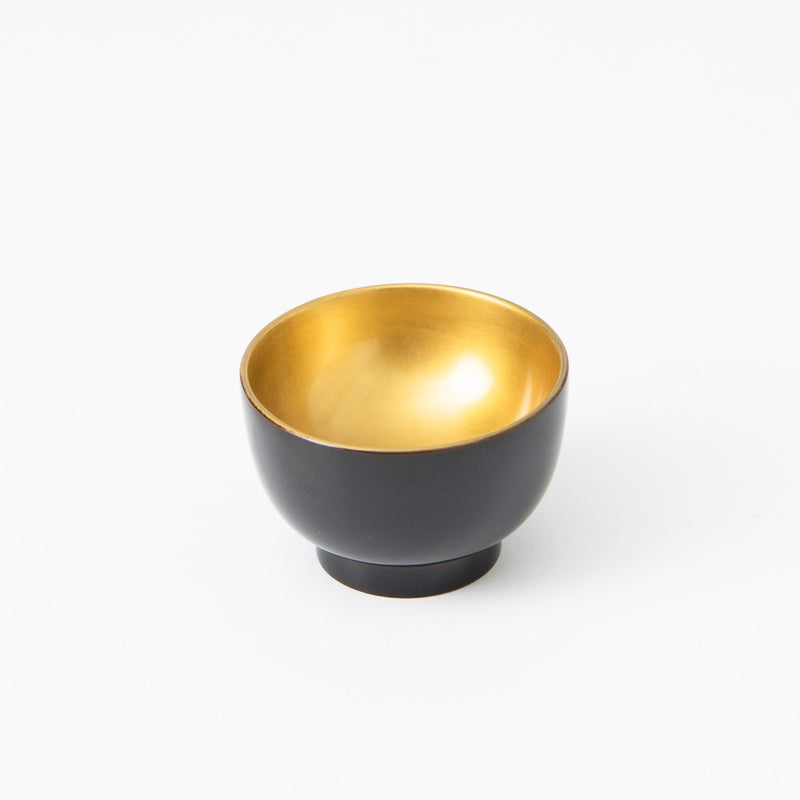 Fukunishi Sobe Black and Gold Aizu Lacquer Guinomi Sake Cup - MUSUBI KILN - Handmade Japanese Tableware and Japanese Dinnerware