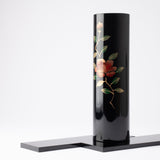 Fukunishi Sobe Camellia Aizu Lacquer Cylindrical Flower Vase with Tray - MUSUBI KILN - Quality Japanese Tableware and Gift