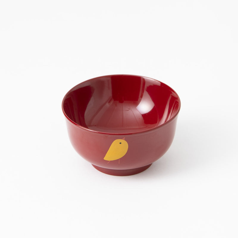 Fukunishi Sobe Chick Aizu Lacquer Children's Soup Bowl - MUSUBI KILN - Handmade Japanese Tableware and Japanese Dinnerware