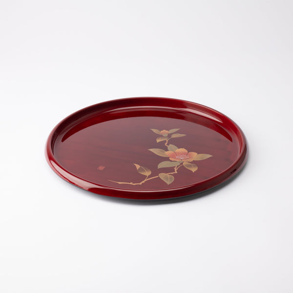 Fukunishi Sobe Gold Sasanqua Aizu Lacquerware Tray - MUSUBI KILN - Quality Japanese Tableware and Gift