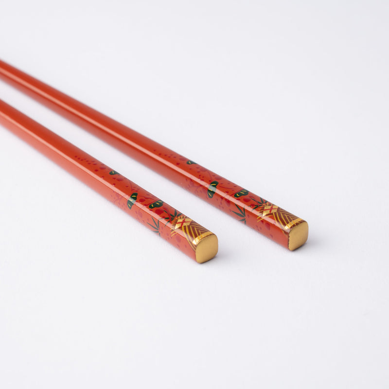 Fukunishi Sobe Pine, Bamboo and Plum Aizu Lacquer Pair Chopsticks 23cm/9in and 21cm/8.3in - MUSUBI KILN - Handmade Japanese Tableware and Japanese Dinnerware