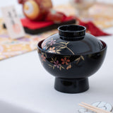 Fukunishi Sobe Sakura Aizu Lacquerware Soup Bowl with lid - MUSUBI KILN - Quality Japanese Tableware and Gift