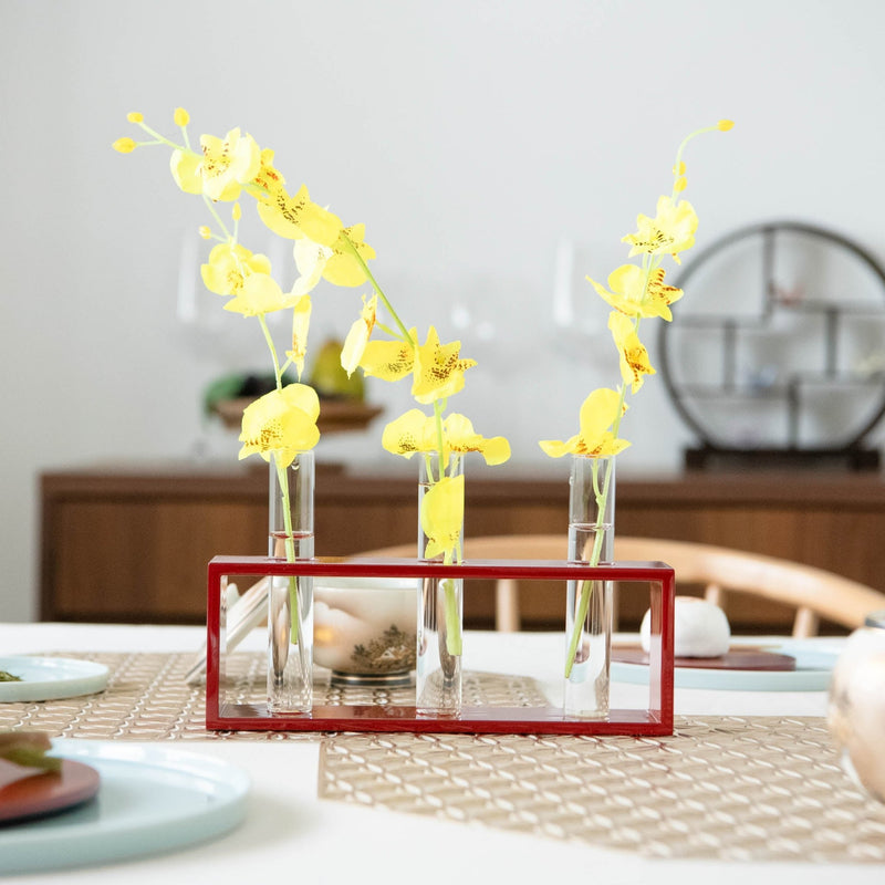 Fukunishi Sobe Triple Glass Aizu Lacquer Japanese Flower Vase - MUSUBI KILN - Handmade Japanese Tableware and Japanese Dinnerware