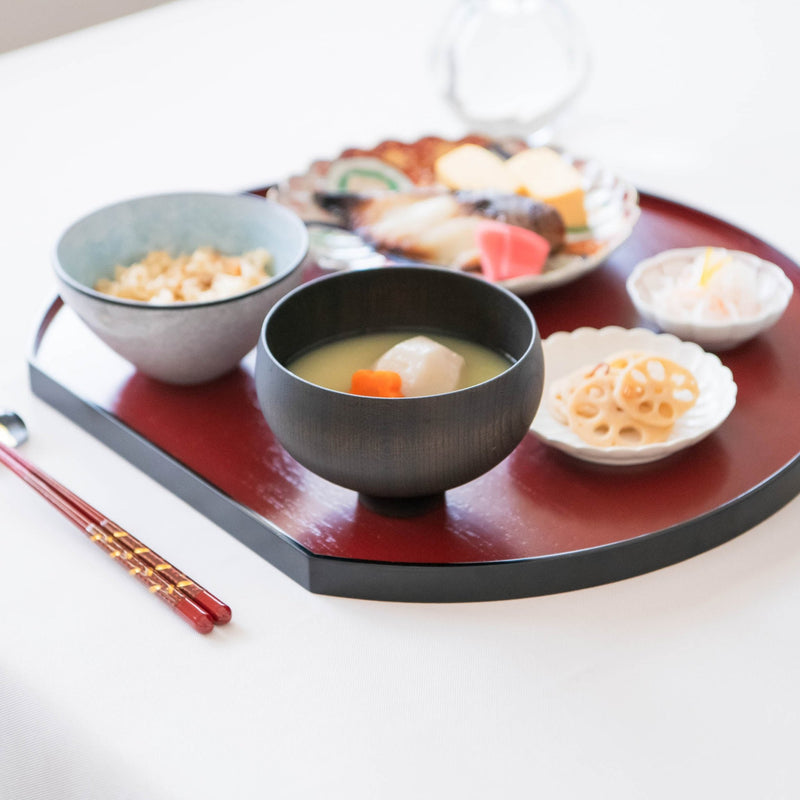Gatomikio AEKA Round-shaped Yamanaka Lacquer Miso Soup Bowl - MUSUBI KILN - Handmade Japanese Tableware and Japanese Dinnerware