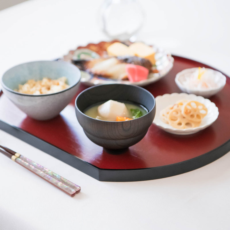 Gatomikio TSUMUGI BOKE Yamanaka Lacquer Miso Soup Bowl - MUSUBI KILN - Handmade Japanese Tableware and Japanese Dinnerware
