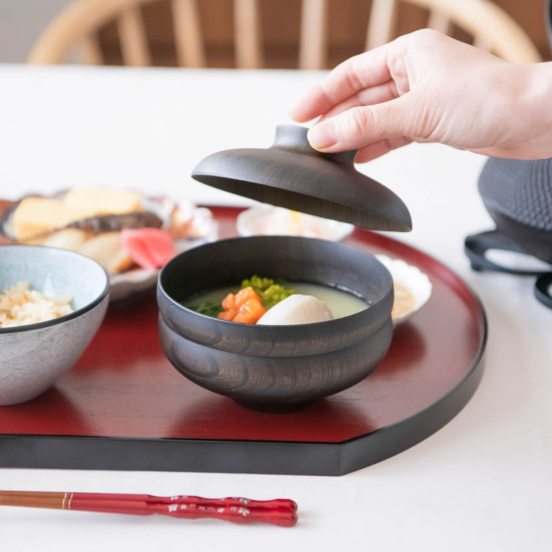 Gatomikio TSUMUGI GUNPAI Yamanaka Lacquer Miso Soup Bowl with lid - MUSUBI KILN - Handmade Japanese Tableware and Japanese Dinnerware