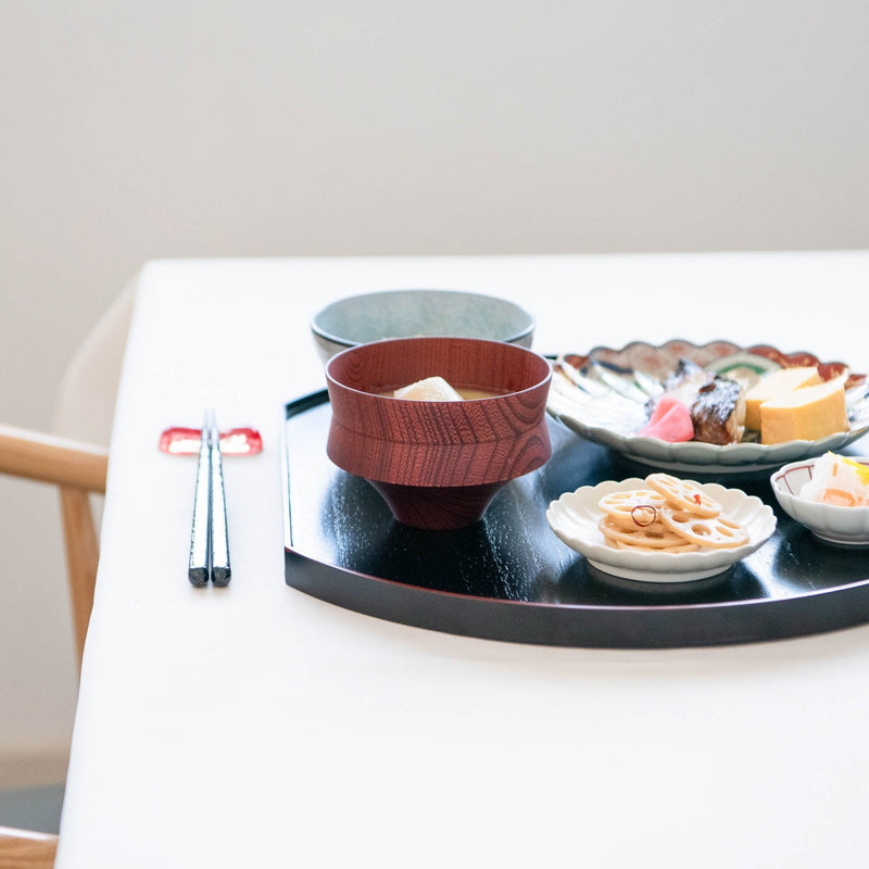 Gatomikio TSUMUGI KINEGATA Yamanaka Lacquer Miso Soup Bowl - MUSUBI KILN - Handmade Japanese Tableware and Japanese Dinnerware