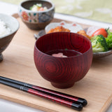 Gatomikio TSUMUGI MARIGATA Yamanaka Lacquerware Miso Soup Bowl - MUSUBI KILN - Quality Japanese Tableware and Gift