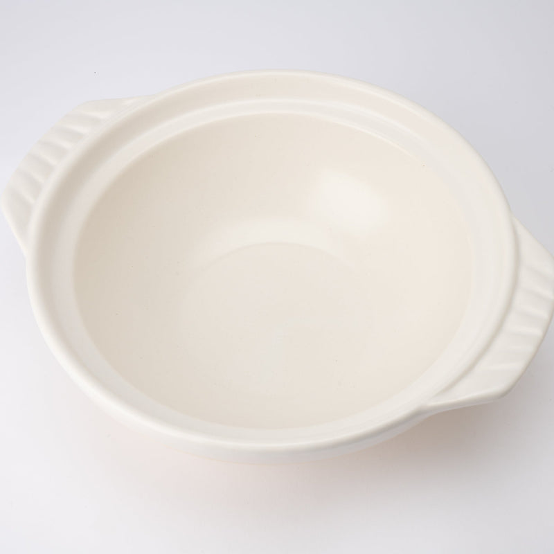 Ginpo White Kannyu Banko Donabe Japanese Clay Pot for 3 persons - MUSUBI KILN - Handmade Japanese Tableware and Japanese Dinnerware