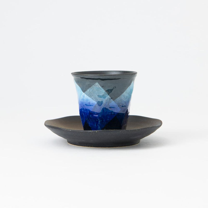Ginsai Blue Kutani Cup and Saucer - MUSUBI KILN - Handmade Japanese Tableware and Japanese Dinnerware