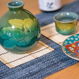 Ginsai Camellia Kutani Sake Set - MUSUBI KILN - Handmade Japanese Tableware and Japanese Dinnerware