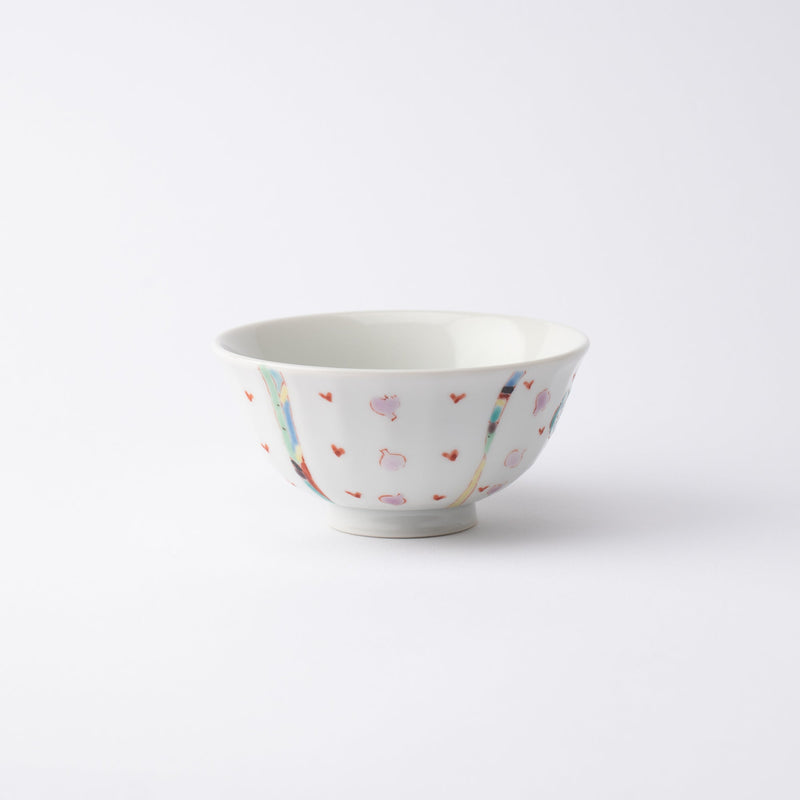Ginshu Kiln Floral Romance Kutani Japanese Rice Bowl - MUSUBI KILN - Handmade Japanese Tableware and Japanese Dinnerware