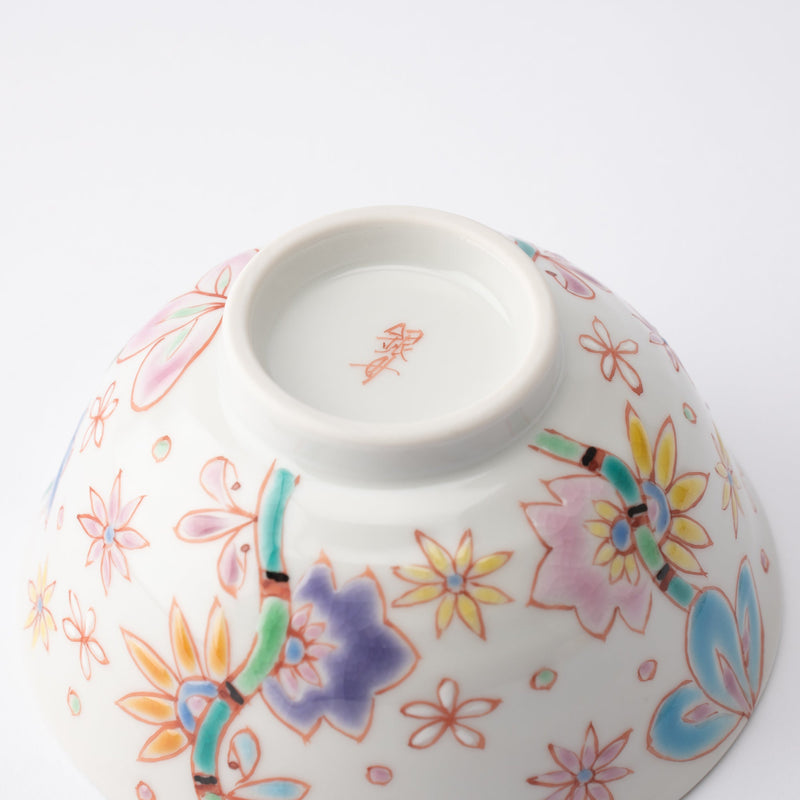 Ginshu Kiln Full Bloom Kutani Japanese Rice Bowl - MUSUBI KILN - Handmade Japanese Tableware and Japanese Dinnerware