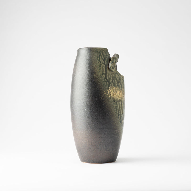 Gold and Bidoro Shigaraki Ware Flower Vase - MUSUBI KILN - Handmade Japanese Tableware and Japanese Dinnerware