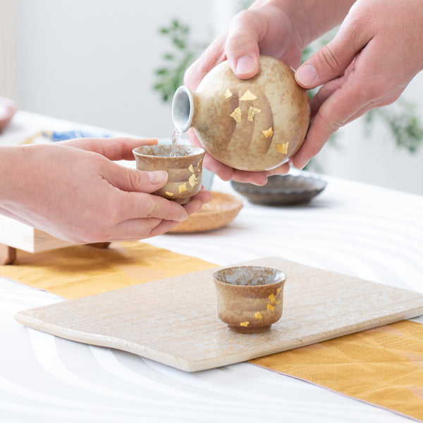 Gold Leaf Kutani Sake Set - MUSUBI KILN - Handmade Japanese Tableware and Japanese Dinnerware