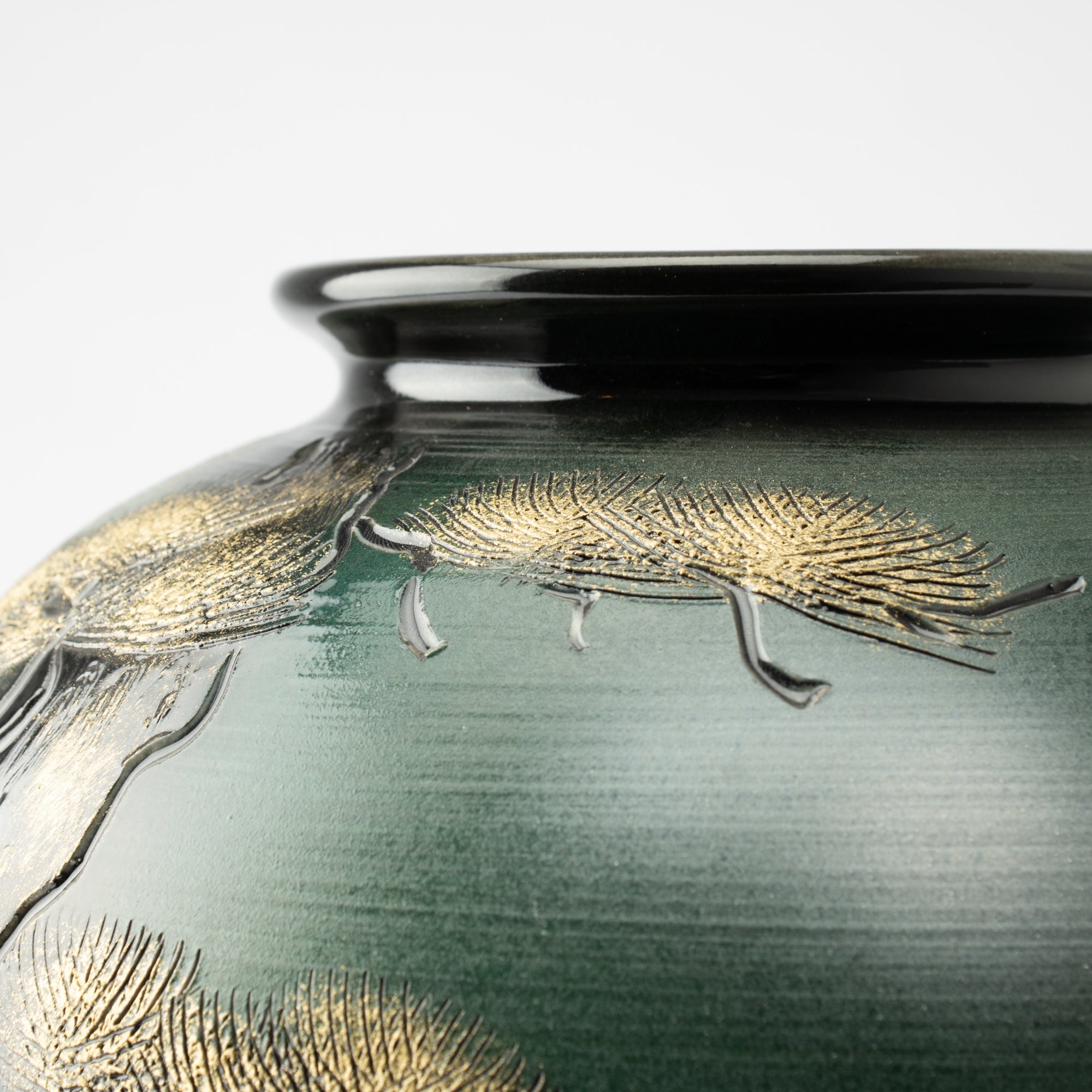 Gold Pine Tree Shigaraki Ware Flower Vase - MUSUBI KILN - Handmade Japanese Tableware and Japanese Dinnerware