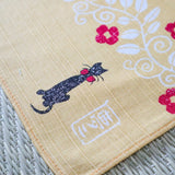 Golden Yellow Cat Furoshiki Wrapping Cloth 18.9in - MUSUBI KILN - Handmade Japanese Tableware and Japanese Dinnerware