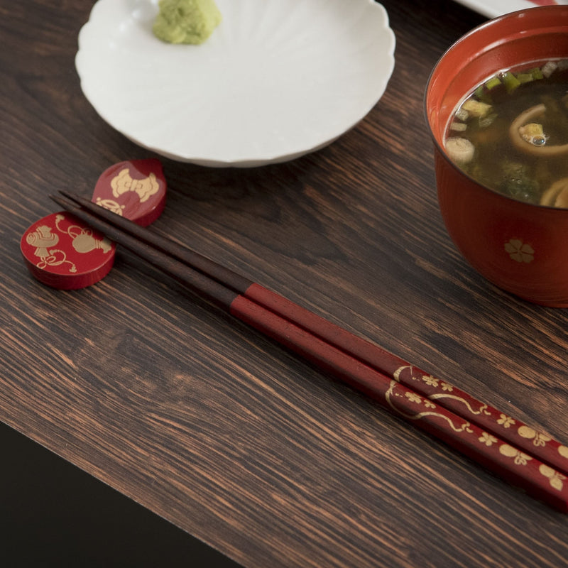 Gourd Yamanaka Lacquer Chopsticks and Chopstick Rest - MUSUBI KILN - Handmade Japanese Tableware and Japanese Dinnerware