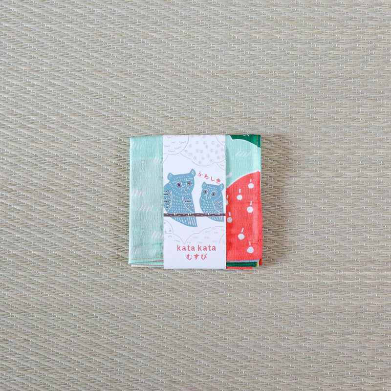 Green Owl Furoshiki Wrapping Cloth 19.7in - MUSUBI KILN - Handmade Japanese Tableware and Japanese Dinnerware