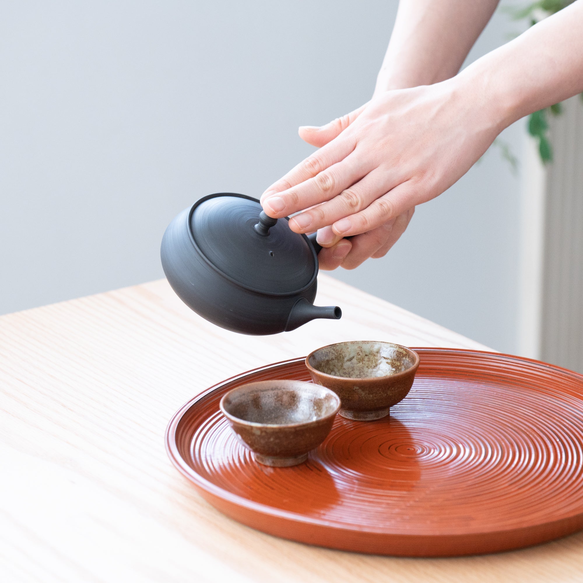 Gyokko Smoky Black Tokoname Japanese Teapot 4.1oz(190ml)-Sasame and Ceramesh - MUSUBI KILN - Handmade Japanese Tableware and Japanese Dinnerware