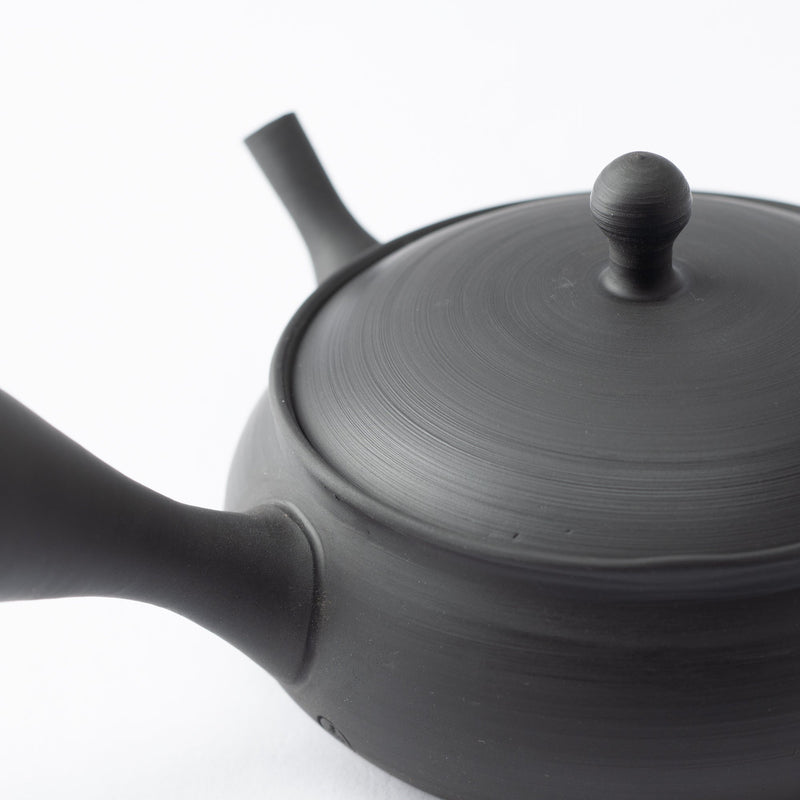 Gyokko Smoky Black Tokoname Japanese Teapot 4.1oz(190ml)-Sasame and Ceramesh - MUSUBI KILN - Handmade Japanese Tableware and Japanese Dinnerware