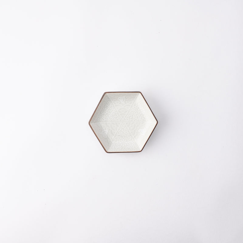 Hachi-Kutani Plover Hexagonal Sauce Plate