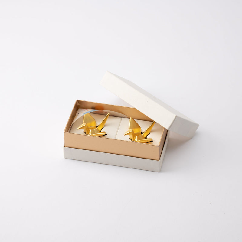 Hakuichi Golden Crane Kanazawa Gold Leaf Chopstick Rest Pair - MUSUBI KILN - Quality Japanese Tableware and Gift